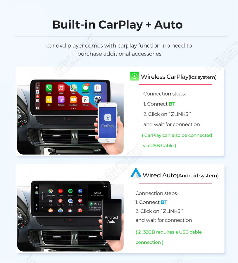 MEKEDE Multimedia-Autoradio mit 10,25 Zoll Display, 8-Kern-System, Carplay, Android Auto und GPS für Audi A5 S5 B8 A4 A4L S4 (2009-2017), Schwarz - Bild 3