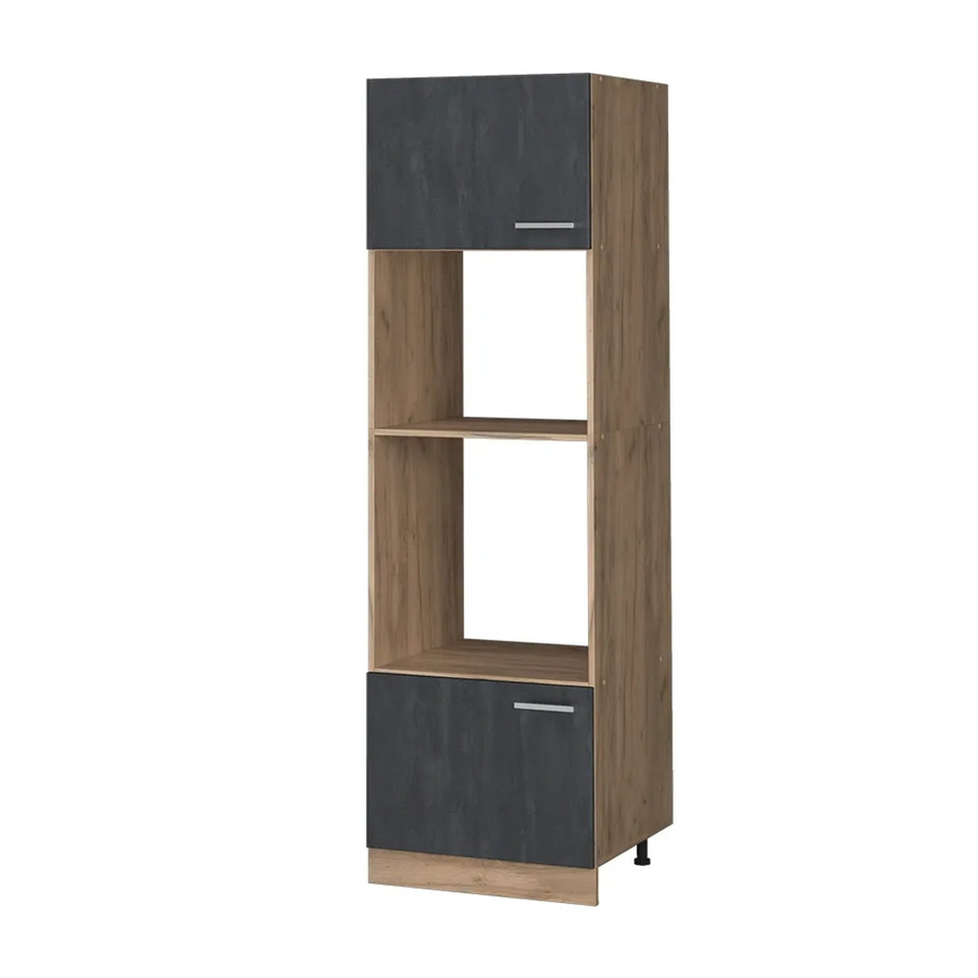 Vicco Mikrowellenschrank R-Line Küchenregal Schwarz Eiche B: 60 cm, T: 45,73 cm, H: 207 cm - Bild 2