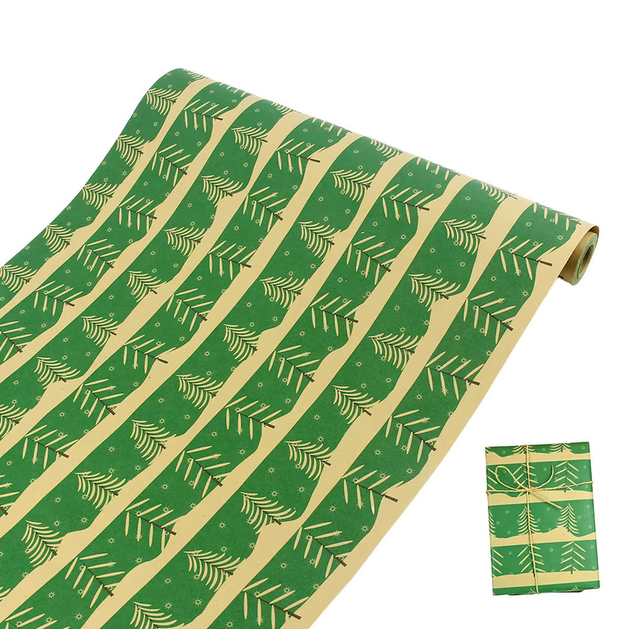 Grünes Weihnachts-Geschenkpapier für Weihnachten, Geburtstage, Hochzeiten und Partys, 1 Rolle - Bild 3