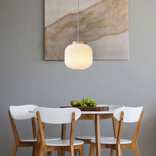 Näve Pendelleuchte Geneva weiß aus Metall, Glas und Kunststoff mit E27 Fassung, Durchmesser: 20 cm, Höhe: 20 cm - Bild 2