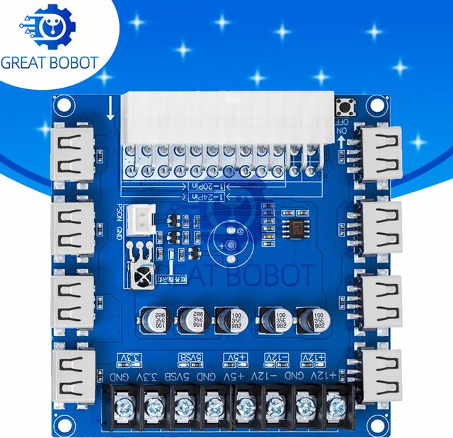 baishundianzi USB-Lade-Netzteil für Desktop-Computergehäuse mit ATX-Adapterplatine, Stromversorgungsmodul und USB-C Anschluss in Blau - Bild 1