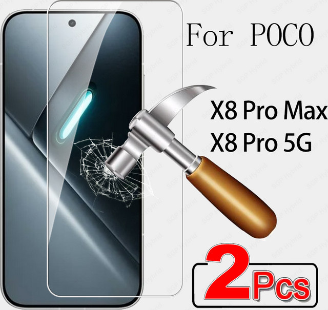 2 Stück Displayschutzglas für Xiaomi POCO X8 Pro Max, gehärtetes Glas, transparent, case-freundlich - Bild 1