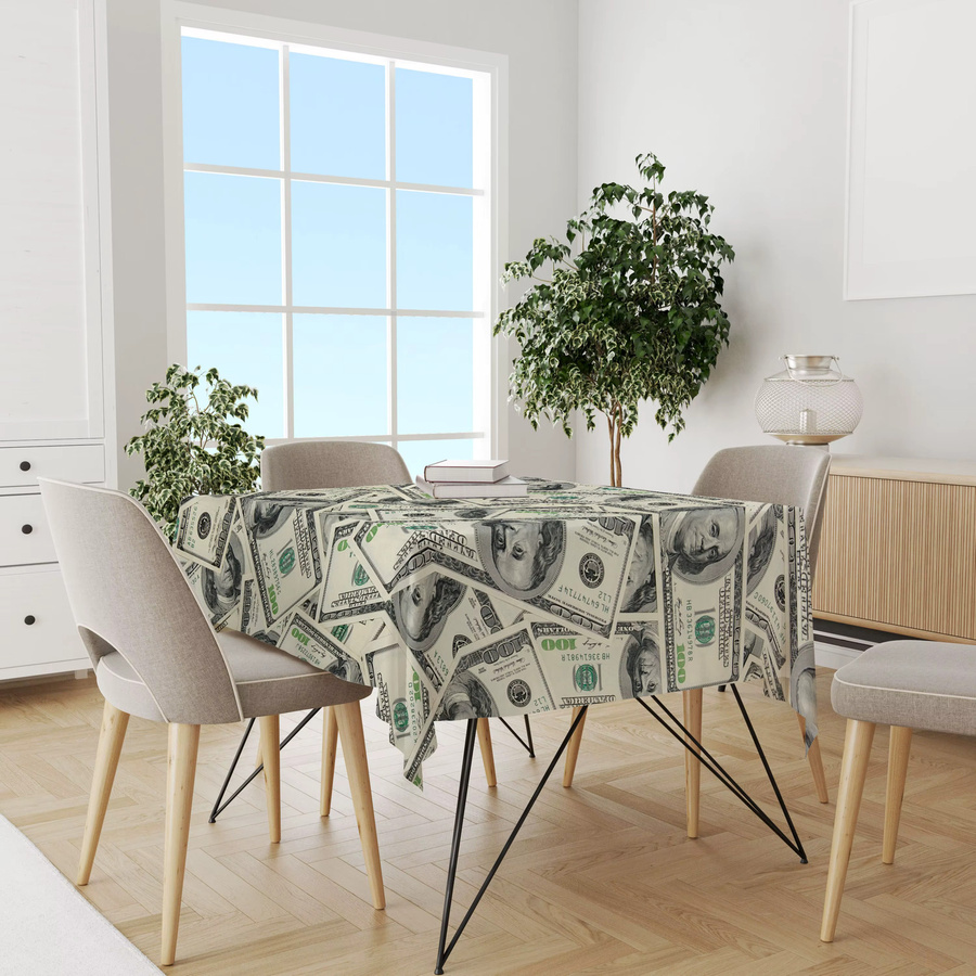 VIKAMA Tischdecke im amerikanischen Stil mit Dollarmuster, rutschfest und pflegeleicht, rechteckig, mehrfarbig - Bild 2