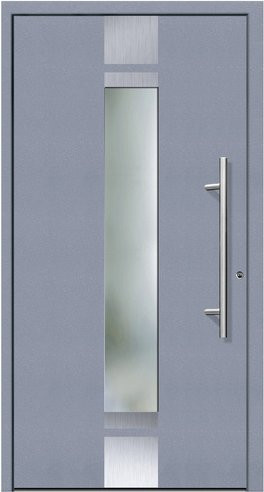 KNOCK Flügelüberdeckende Kunststoff-Haustür Terra in Grau mit Glaseinsatz und Aluminium-Elementen - Bild 1