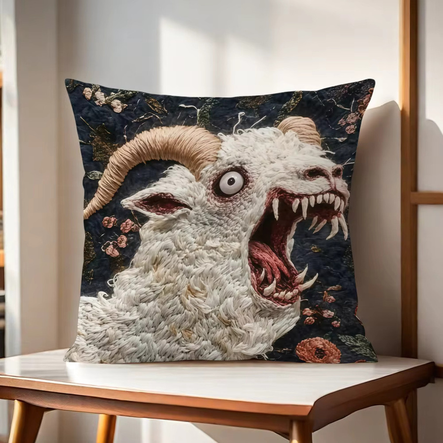 Pooky Goat Face Kissenbezug mit Ziegen-Motiv in Mehrfarbig, Quadratisch, Breite: 30 cm, Höhe: 30 cm - Bild 4