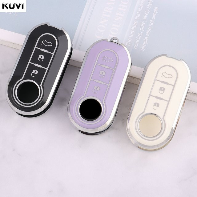 Kuvi TPU Auto Flip Schlüsselhülle für Fiat 500 Ducato Punto Panda Lancia Musa Citroen Jumper und Peugeot Boxer - Bild 1