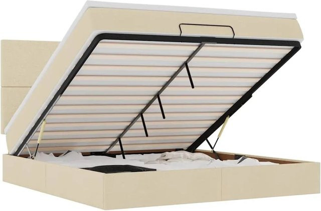vidaXL Ottoman-Bett mit Matratze in Creme, Hybrid-Bett mit Taschenfederkern und Lift-up-Funktion, B/T/H: 160 x 203 x 118 cm - Bild 1