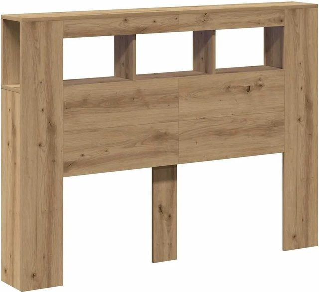 vidaXL LED-Kopfteil Artisan-Eiche in Braun mit integrierter Beleuchtung, Regal und USB-Ladeport, B/T/H: 140 x 18,5 x 103,5 cm - Bild 1