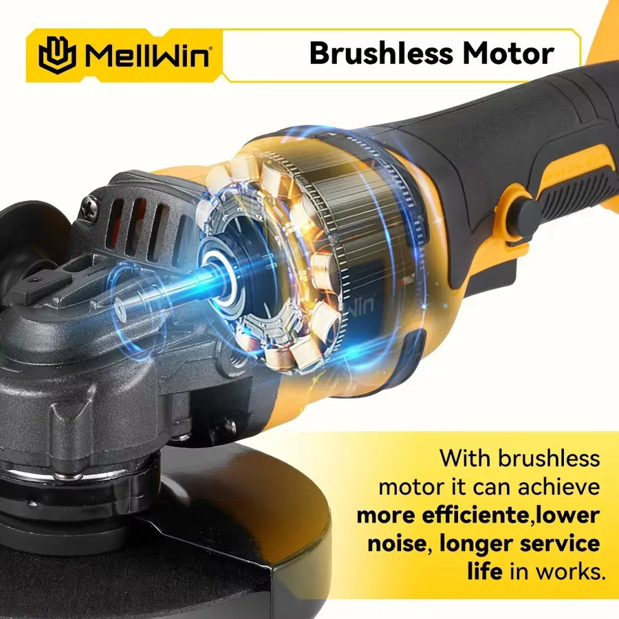 MELLWIN Bürstenloser Akku-Winkelschleifer 125 mm für Makita 18V LXT zum Schleifen, Polieren und Schneiden von Metall und Holz - Bild 3
