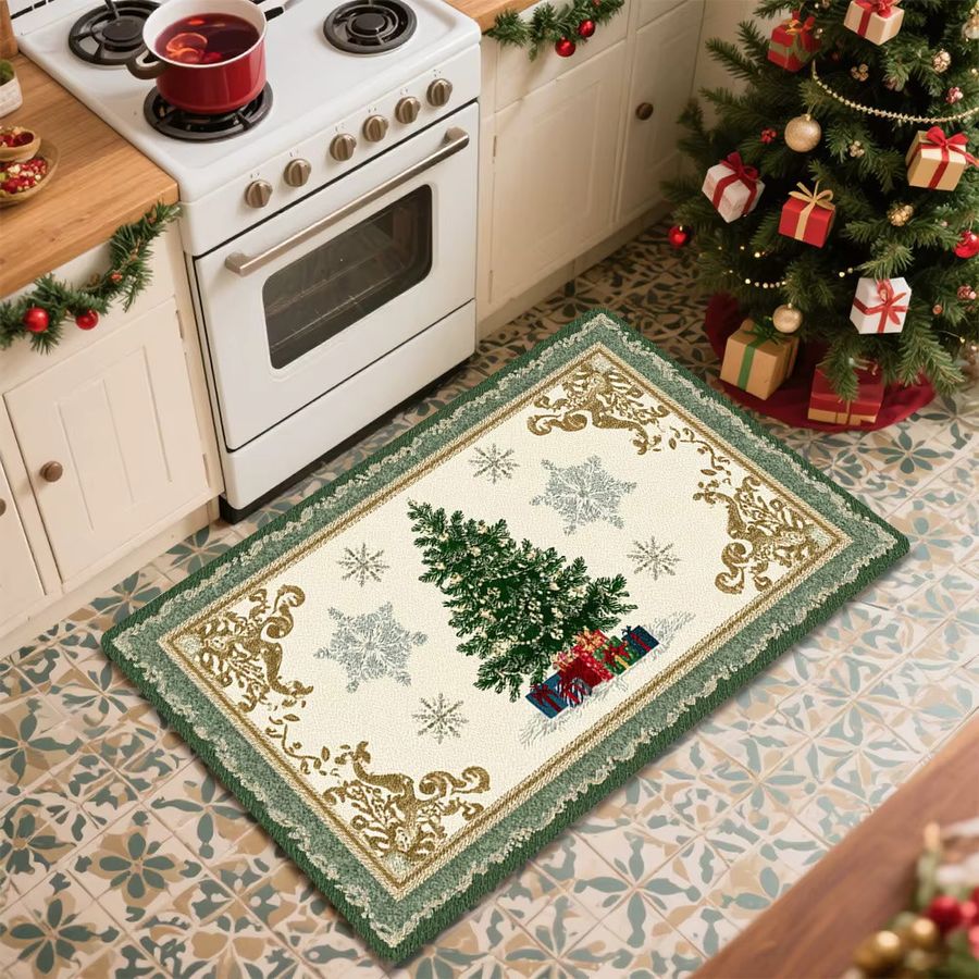 VIKAMA Weihnachts-Fußmatte für den Eingangsbereich, rutschfest und saugfähig im amerikanischen Retro-Design - Bild 2
