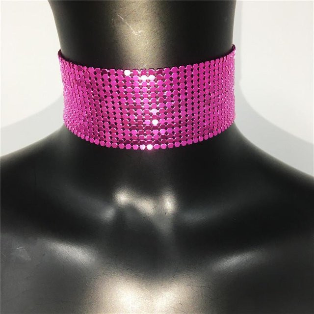 ULao Choker Halskette, Metall, pink, Kristall, Damen - Bild 1
