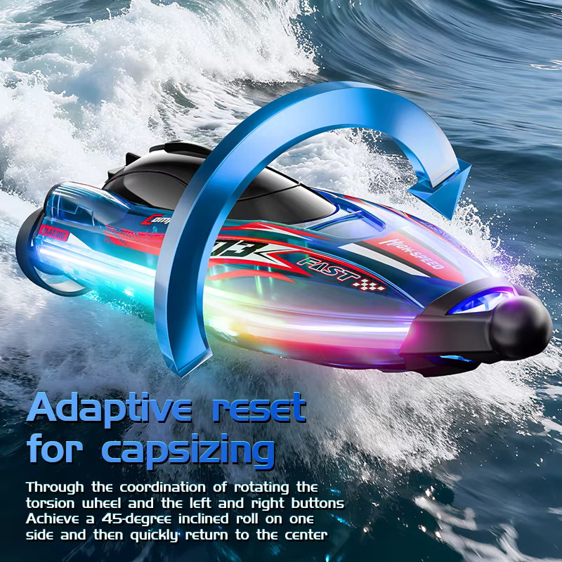 JIKEFUN S25 RC-Boot, ferngesteuertes Rennboot, mit bunten Lichtern - Bild 5