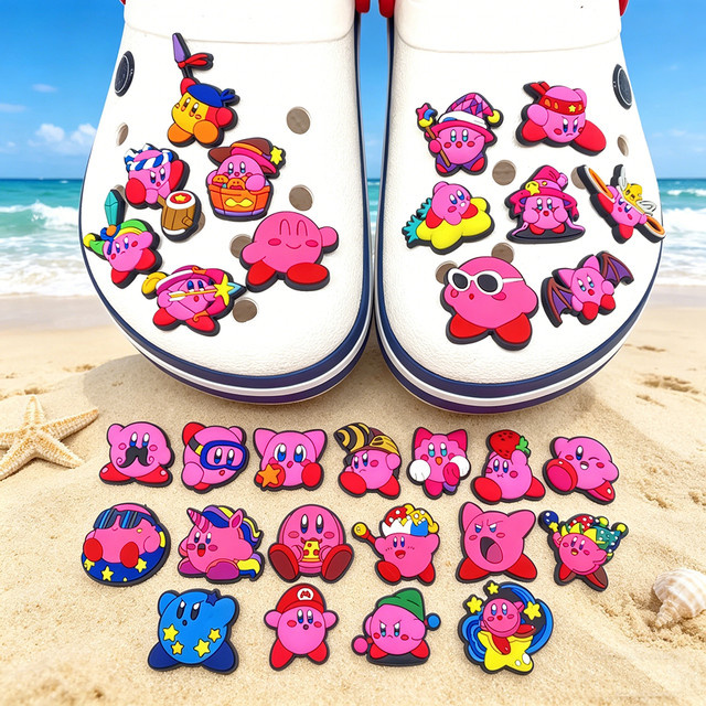 Bandai Kirby Rosa Cartoon-Schuh-Charms, PVC, Kinder - Bild 1