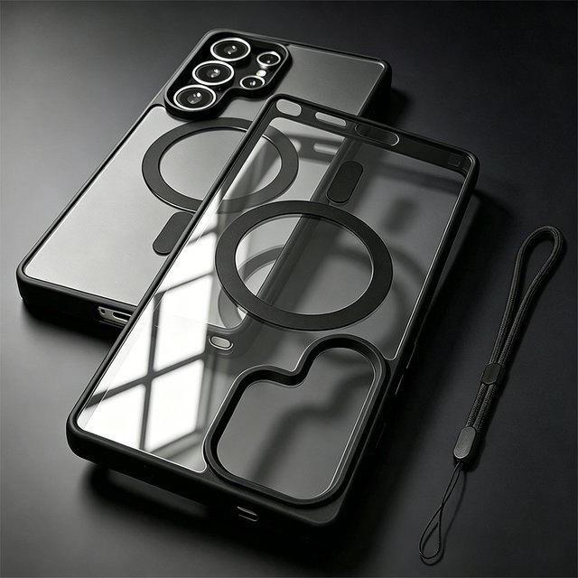 Transparente MagSafe Acryl-Hülle mit Handschlaufe für Samsung Galaxy S26 Ultra, S25 Edge, S24, S23 FE und S22 Plus - Bild 1