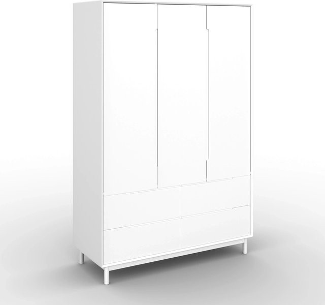 Bessagi Home Drehtürenschrank Marlo in Weiß, moderner Kleiderschrank mit Soft-Close-Türen und integrierten Schubladen, B/T/H: 148 x 60 x 223 cm - Bild 1