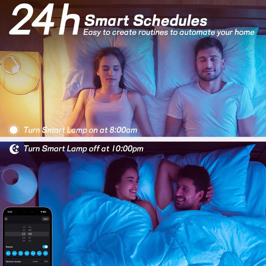RGB Smart Home LED-Glühbirne E27 mit Musiksynchronisierung, WLAN und BLE 5.0, dimmbar und farbwechselnd - Bild 3