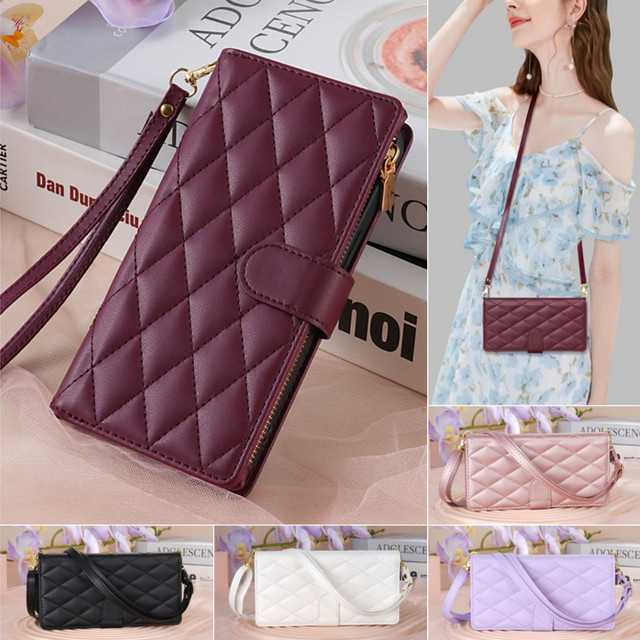 Leder Umhängetasche mit Reißverschluss und Kartenfach als Wallet Bag Cover für Samsung Galaxy S25 S24 S23 Ultra S22 S21 FE S20 S10 Plus Note 20 in Rot - Bild 1