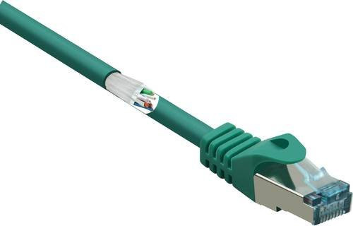 Renkforce RJ45 Patchkabel CAT 6a S/FTP Ethernet LAN in Grün, Länge: 1,00 m - Bild 1
