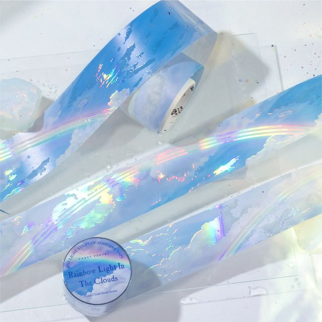 Silbernes Sky Cloud Laser Masking Tape mit Wolken- und Herz-Motiv für dein Scrapbook und Tagebuch, Breite: 3 cm, Länge: 100 cm - Bild 1