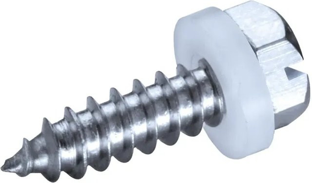 Goebel Blechschrauben Edelstahl A2 mit PA Scheibe Sechskant Silber, Durchmesser: 4,8 mm, Länge: 9,5 mm - Bild 1