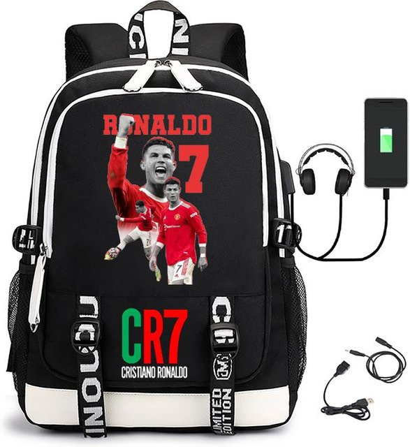 3-teiliges Schulrucksack-Set in Schwarz aus Oxford-Stoff mit großem Fassungsvermögen inklusive Federmäppchen und Schultergurt - Bild 1