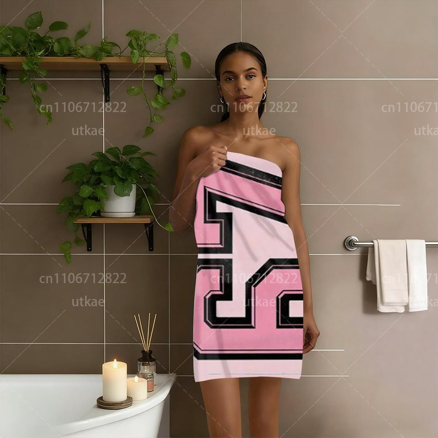 Strandtuch mit Schwarz & Pink Kontrast Sporttrikot-Stil, Ultra-weiches Fasermaterial, Breite: 30 cm, Höhe: 60 cm - Bild 4