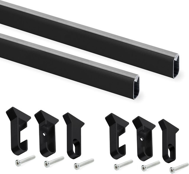 Emuca Sling Side Shelf Hanger Set mit Side Panel aus Titankunststoff in Schwarz Matt - Bild 1