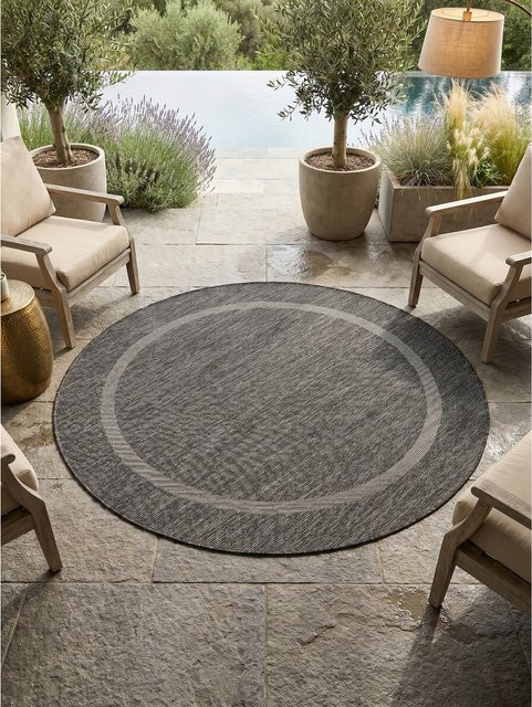 Runder Outdoorteppich ALSTER von Kadima Design in Schwarz, UV-beständig, Durchmesser: 160 cm - Bild 1