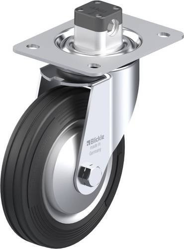 Blickle Lenkrolle LE-VE 160R-CS11-FA mit Feststeller, Rad-Durchmesser: 16 cm, Tragfähigkeit: 135 kg, verzinkter Stahl, Schwarz/Grau - Bild 1