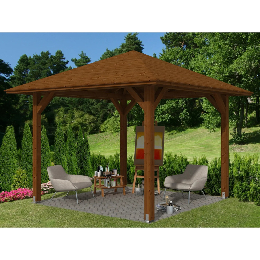 Skan Holz Pavillon Cannes 1 aus Fichte in Nussbaum Braun B/T: 294 x 294 cm - Bild 2