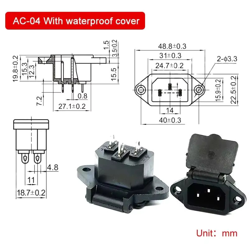 DIVEDEER Elektrischer E-Bike Ladekabel Adapter AC-04B mit Ellenbogen Stecker Männlich und Weiblich in Schwarz - Bild 3