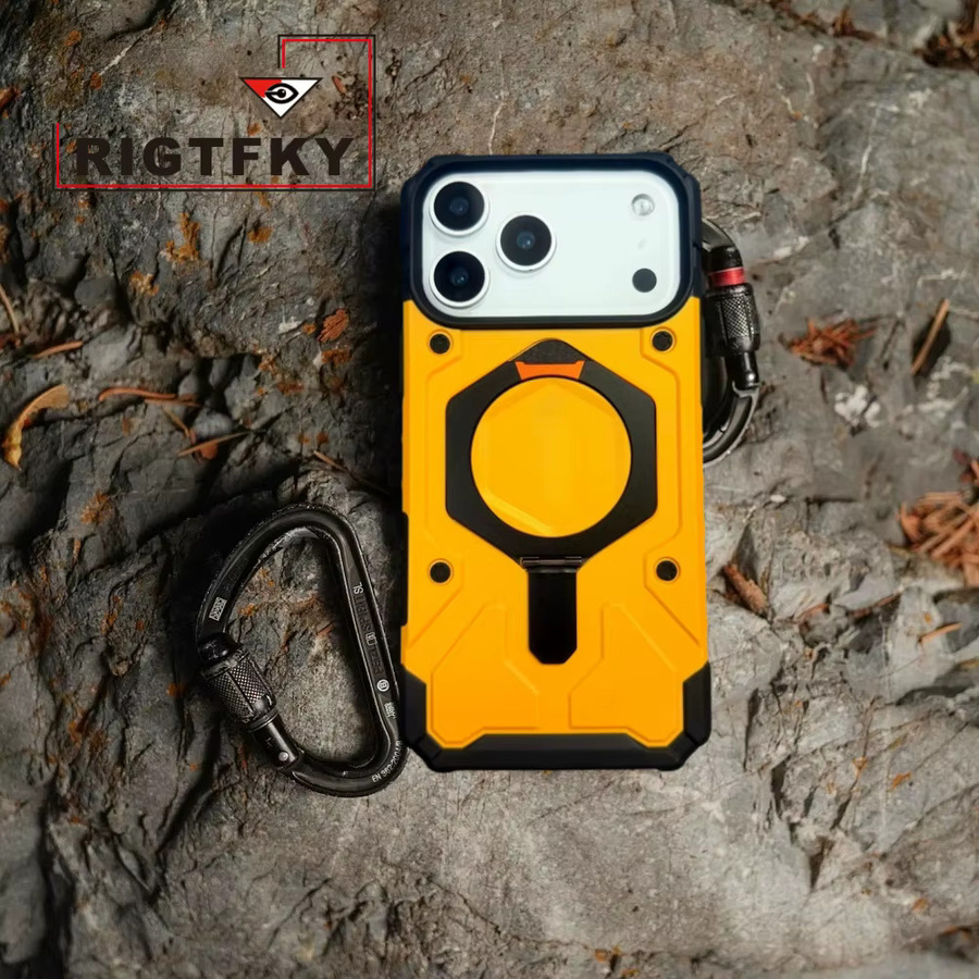 Stoßfeste Handyhülle mit magnetischem Metallständer für iPhone 12 bis iPhone 17 Air, transparent oder weiß - Bild 3