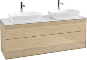 V&B Waschtischunterschrank Finion mit Wandbeleuchtung in Oak Veneer, Breite: 160 cm, Tiefe: 50,1 cm, Farbe: Eiche matt - Bild 1