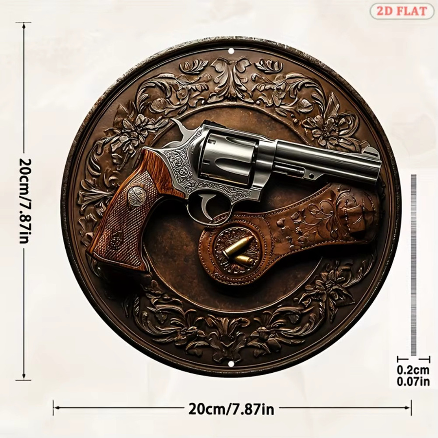 Potdemiel Vintage-Revolver- und Lederholster-Nachbildung mit floralem Design aus Metall - Bild 2