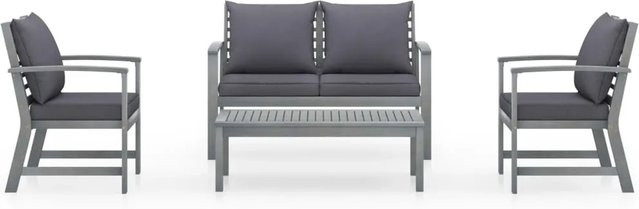 vidaXL 4-tlg Garten-Lounge-Set aus Akazienholz mit grauen Auflagen Modell 11 - Bild 1