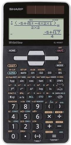 Sharp ELW506 T-GY Schulrechner in Schwarz/Silber mit 16-stelligen Display, batterie- und solarbetrieben, B/H/T: 80 x 166 x 14 mm - Bild 1