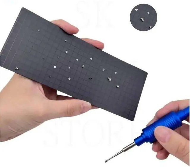Magnetische Teileablage-Matte SK in Schwarz zur Schraubenaufbewahrung und als Arbeitsunterlage für die Elektronik-Demontage, B/T/H: 16,5 x 6,5 cm - Bild 1