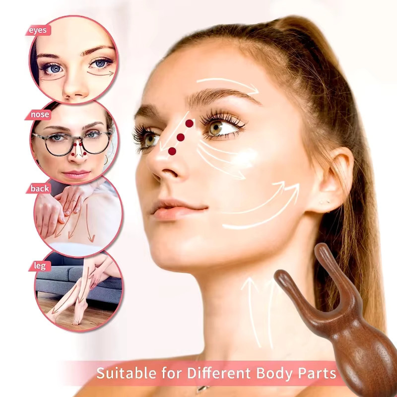LZJV Gua Sha Gesichtsmassagegerät aus Sandelholz, Unisex - Bild 4