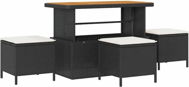 vidaXL Garten-Sofa-Set 14-teilig aus Poly-Rattan mit Kissen in Schwarz-Creme - Bild 1