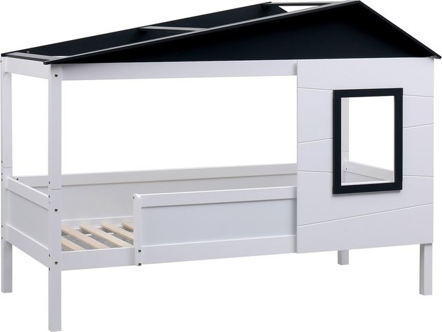 CLP Kinderbett Tessa aus Kiefernholz als Hausbett mit Himmelbett, Fenster und Rausfallschutz - Bild 1