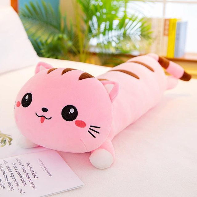 Glückliche Katze Plüschtier, Stoffpuppe, 50cm, rosa - Bild 1