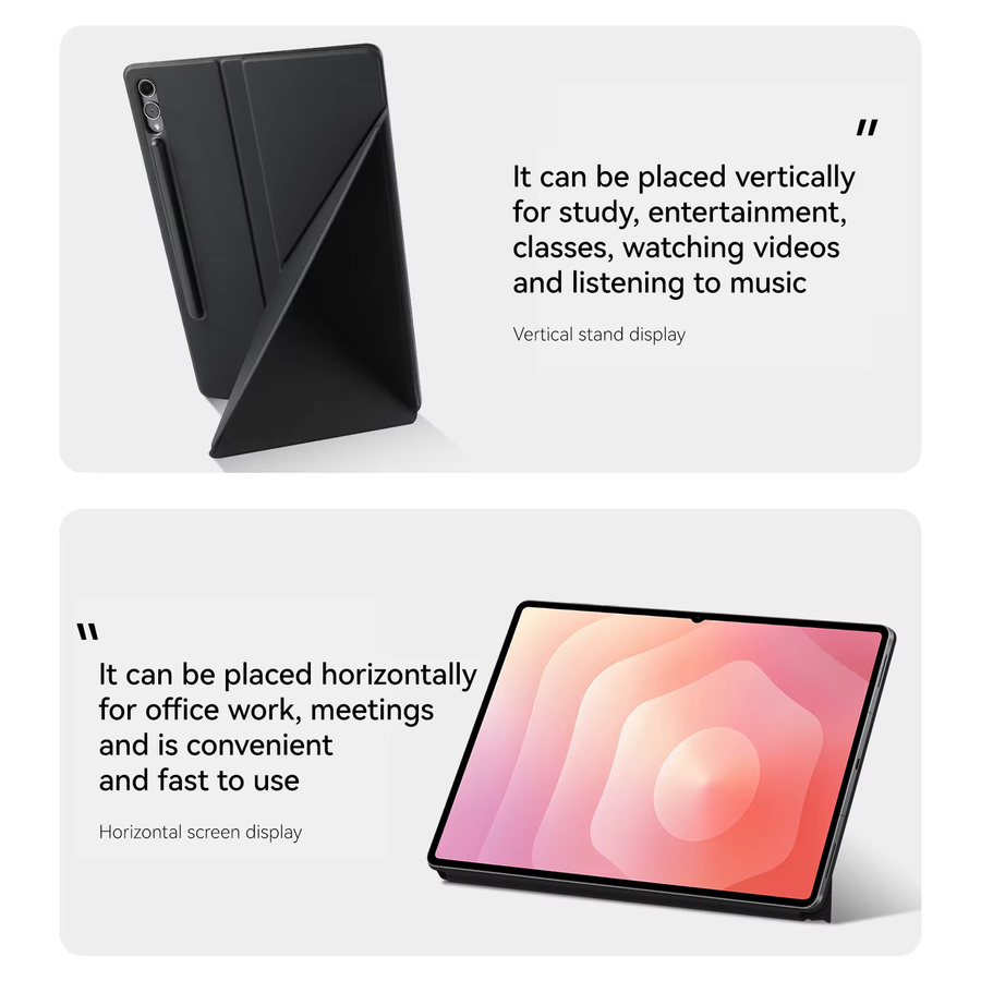 Samsung Smart Book Cover Magnetische Hülle für Galaxy Tab S9 S10 Plus 12,4 Zoll und Tab S9 S9 FE S10 11 Zoll mit Stifthalter, Schwarz - Bild 4