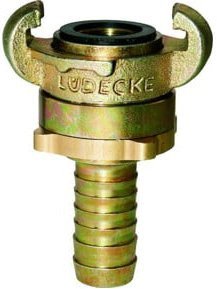 Lüdecke MODY-Schlauchkupplung DIN 3238 mit Tempertülle in Messing, Farbe Gold/Gelb, Durchmesser: 25 mm - Bild 1