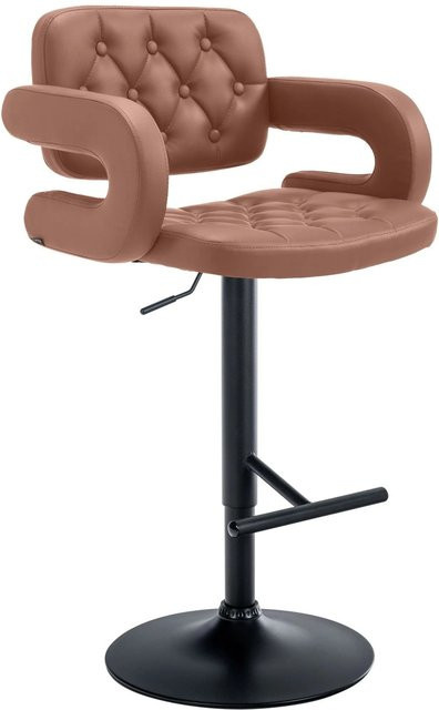 DELUKE Barhocker BURID Barstuhl aus Kunstleder in Cognac und Schwarz, höhenverstellbar, drehbar mit Lehne, B/T/H: 62 x 55 x 103 cm - Bild 1