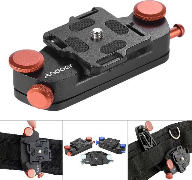 Andoer Metall Kamera-Taillengürtel mit Schnellverschluss-Schnalle und Montage-Clip für Canon Nikon Sony in Orange - Bild 1