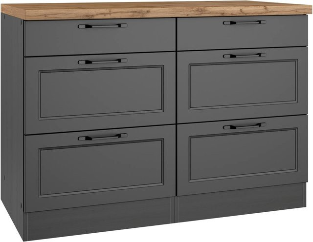 Held Möbel Küchen Unterschrank Kempten in Landhaus Optik, Farbe Grau/Graphit, Breite: 120 cm - Bild 1