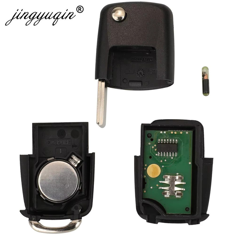 Jingyuqin Fernbedienung Autoschlüssel Anhänger 315MHz ID48 für Volkswagen VW Golf Passat Jetta Käfer und Skoda Octavia Superb, Schwarz - Bild 5