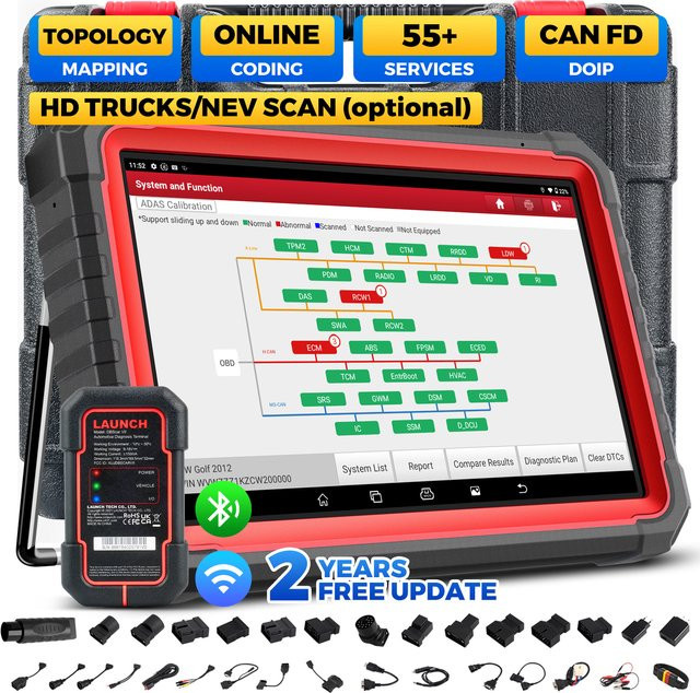 LAUNCH X431 PRO3S+ V5.0 Auto-Diagnosegerät mit Online-Codierung und bidirektionaler Steuerung, OBD2-Scanner für FCA, DOIP und CANFD, Schwarz - Bild 1