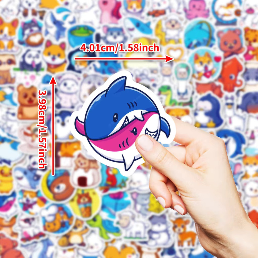 100 Stück handbemalte Graffiti-Aufkleber mit Haien, Bären und Corgis in Multicolour von BulingBulingStickers Store - Bild 2