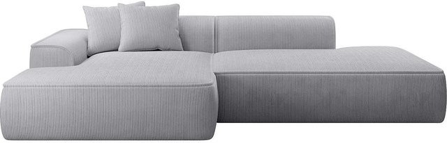 Erynel Ecksofa in Lichtgrau ohne Schlaffunktion mit Cord-Bezug, Breite: 305 cm, Tiefe: 156 cm - Bild 1